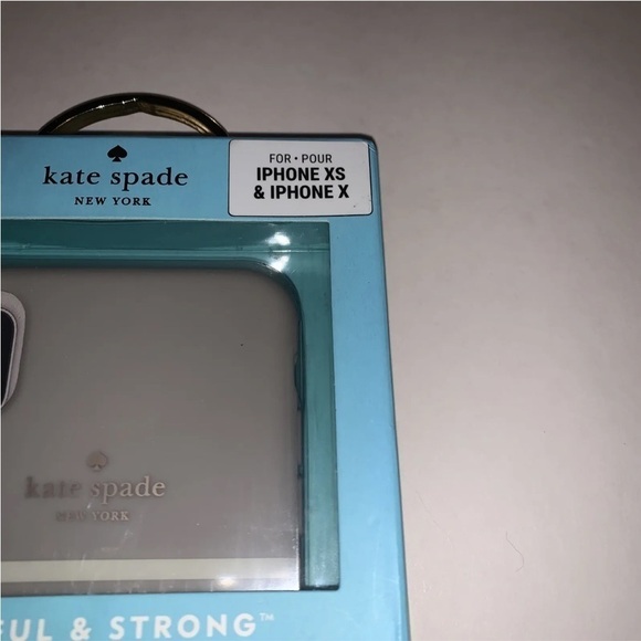 Kate Spade NY Soft Touch Phone Case IPhone XS/X Grey and White Striped. NIB - Picture 2 of 3